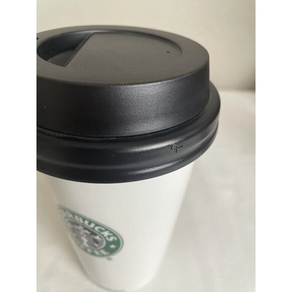 Starbucks Ceramic Siren Logo Travel Mug Cup Locking Lid White Green 12oz 2009 - Picture 6 of 11